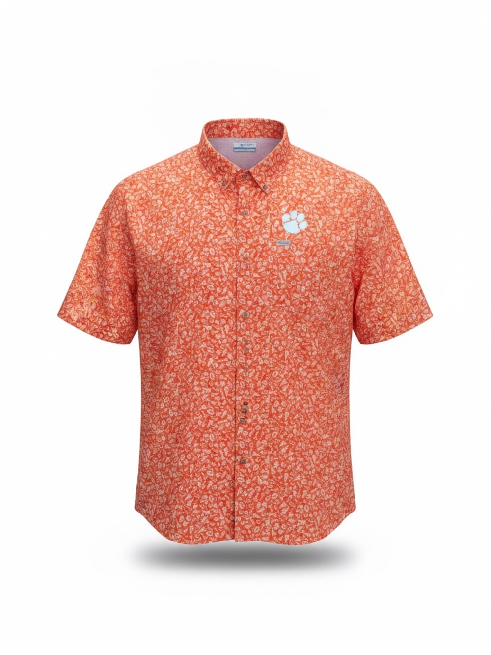 Columbia PFG Super Tamiami Clemson Tigers Orange Fishing Shirt XXL Omni-Wick